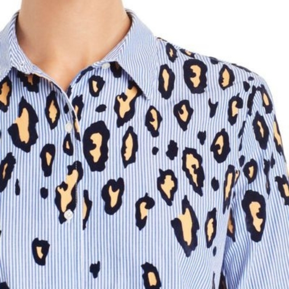 Leopard Animal Print Button Down Top LIKE NEW - Picture 2 of 13